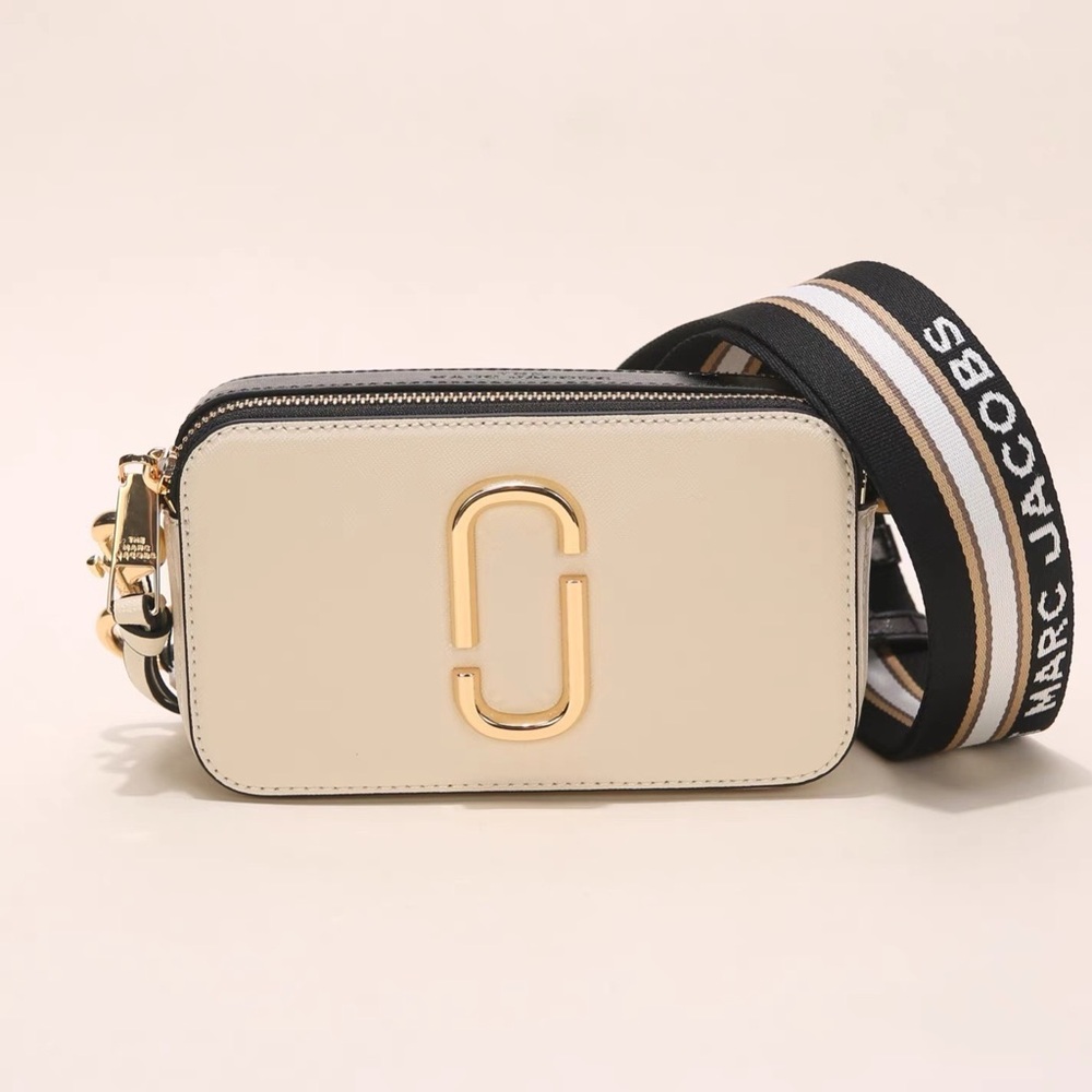 Marc Jacobs Beige Crossbody Bag with Gold Accents